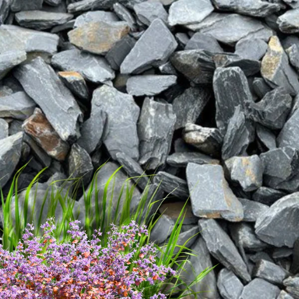 Graphite Grey Slate Chippings 40mm