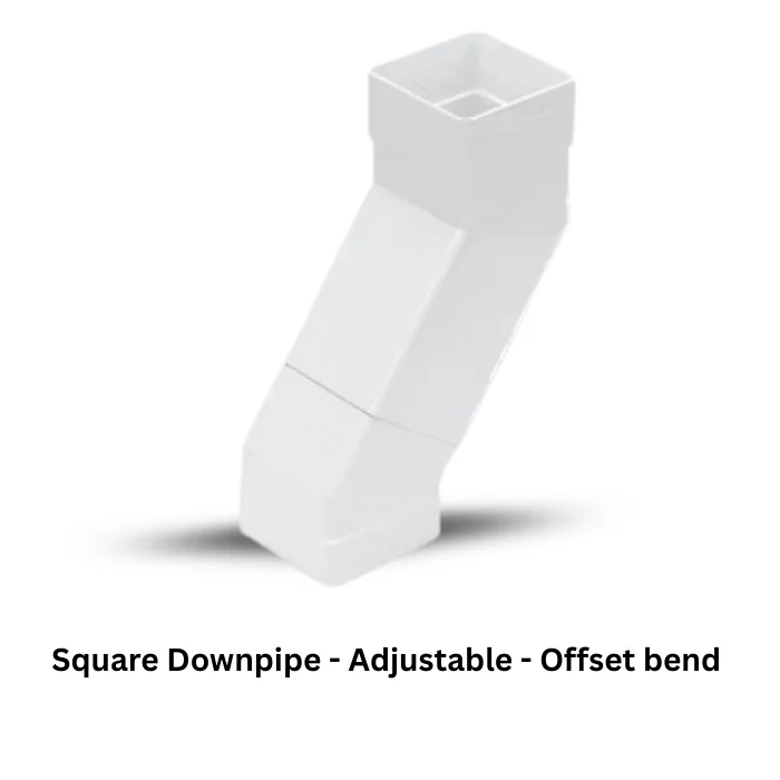 White Square Downpipe Adjustable Offset Bend 25mm-67mm