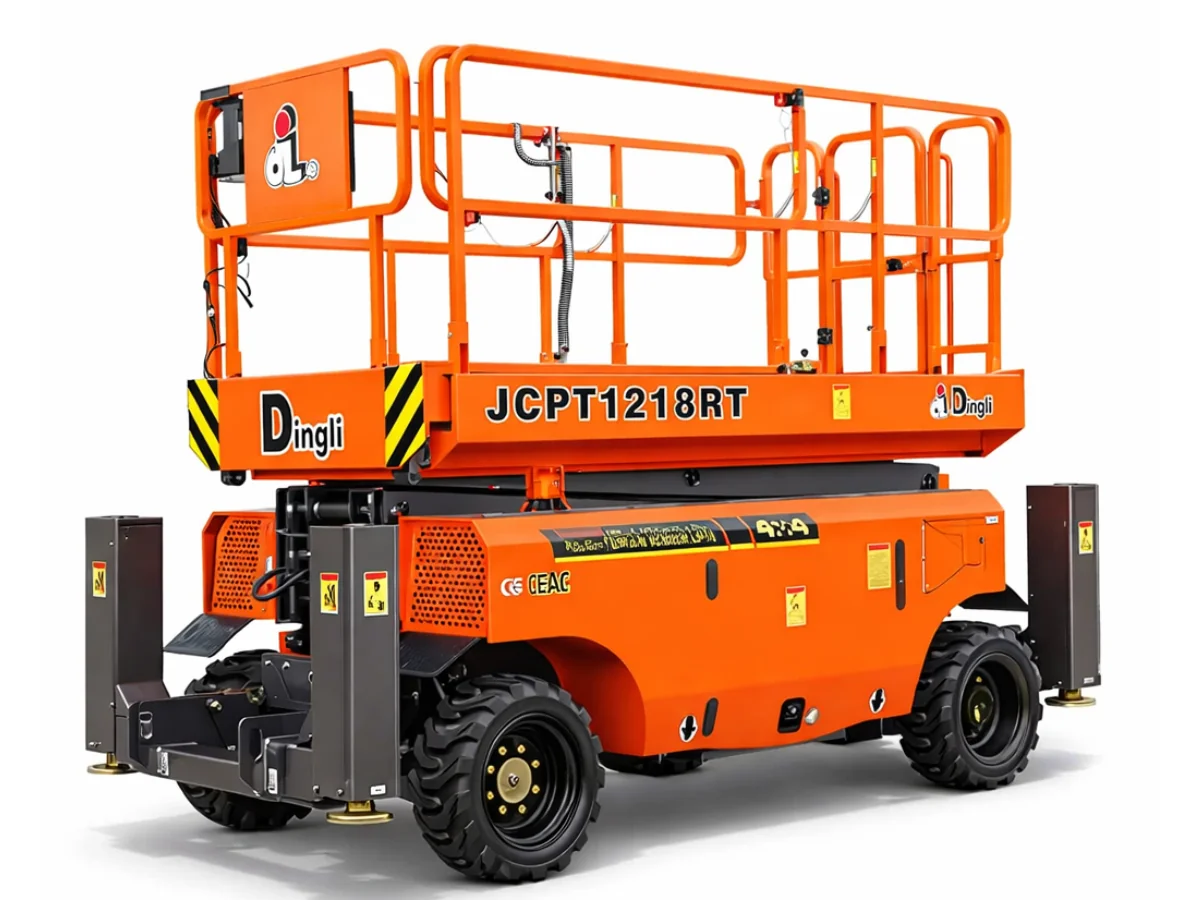 Dingli JCPT1218RT 12.0m Jackleg Diesel Rough Terrain Scissor Lift Hire